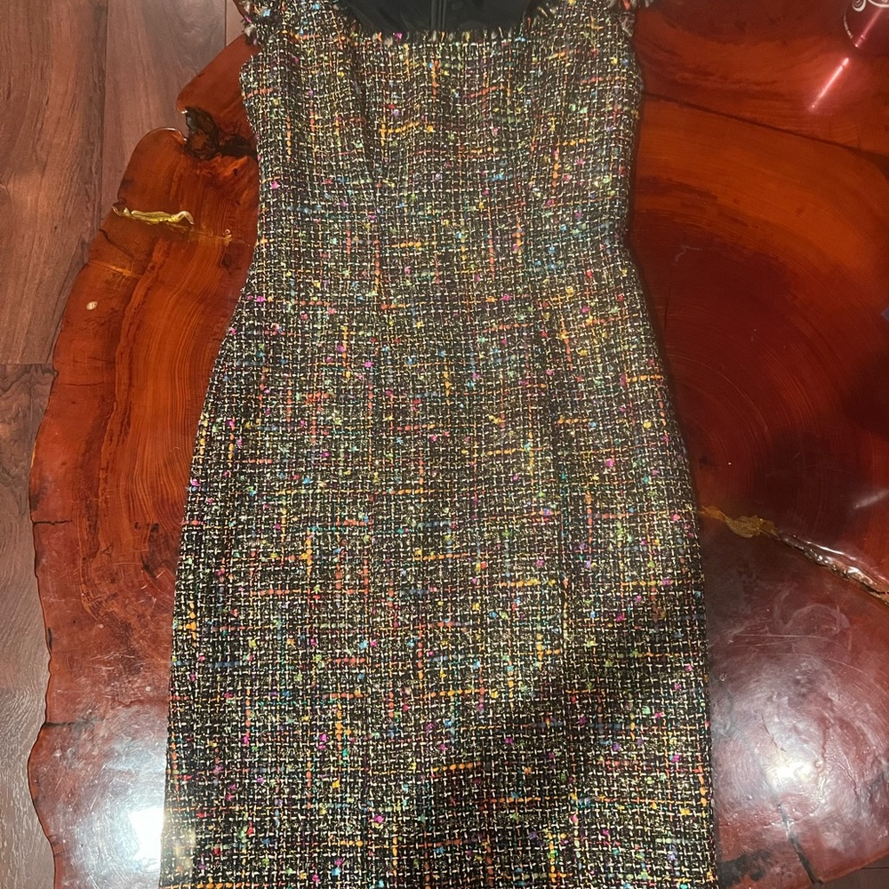 Theia Elegant Multicolor Tweed Dress